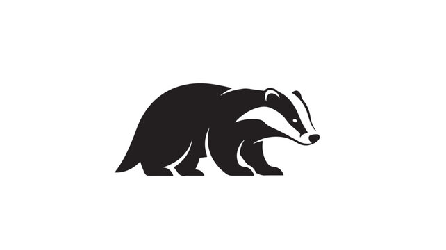 Badger silhouette side view, woodland wildlife vector icon