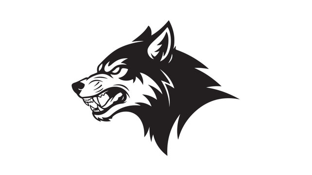 Angry wolf head silhouette, wild predator mascot vector icon