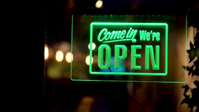 neon sign lights. come in we`re open