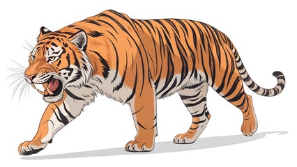 Obraz premium Tiger on white background isolated