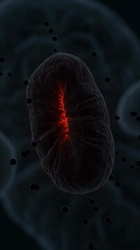 3D mitochondrial failure in alzheimer neuron. Energy concept.