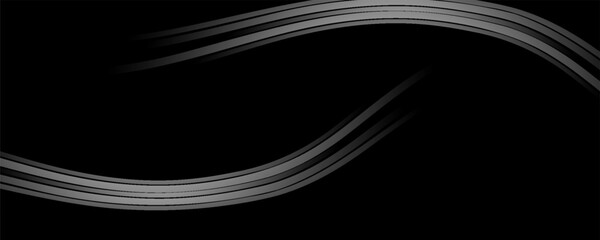 Fototapeta premium Luxury Black Background with Silver Wave Lines