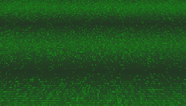 Linear Void - A Fragmented Horizontal Distribution of Binary Code and Digital Noise. Perspective.