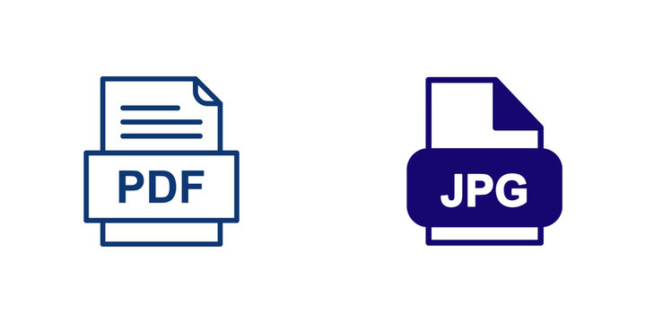 PDF and JPG File Format Icons isolated on transparent background