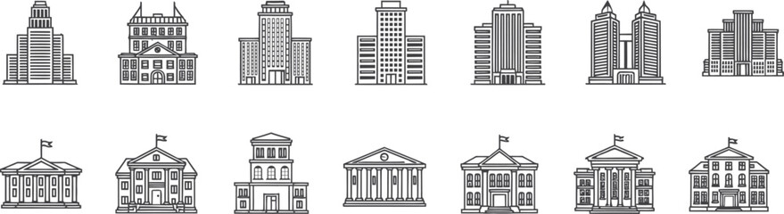 Obraz premium City skyline with various architectural styles