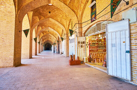 The covered gallery at Ganjali Khan Square, Kerman, Iran