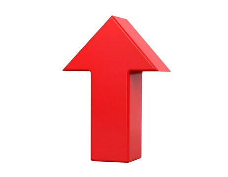 A solid, glossy red arrow points straight up