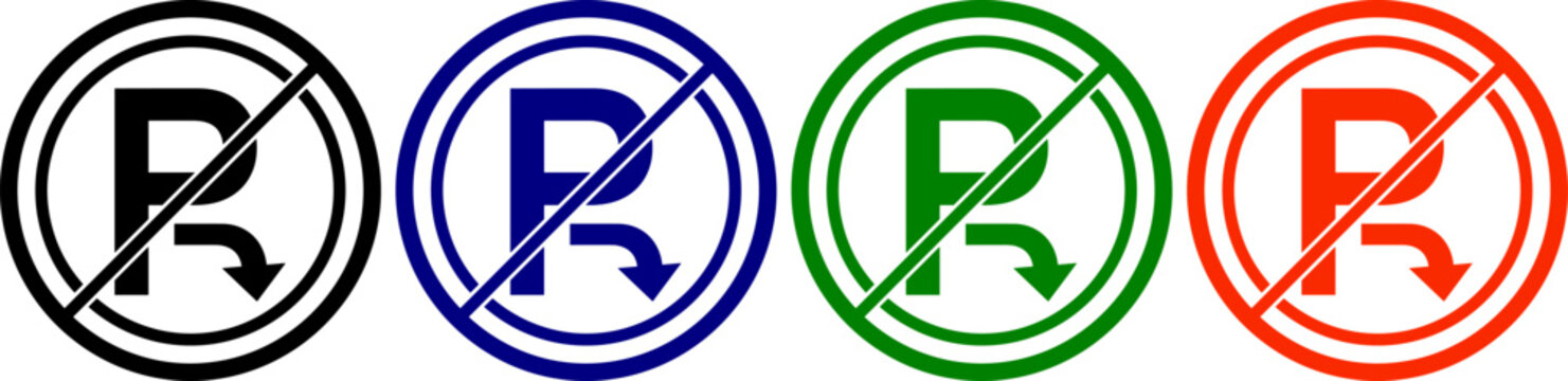 No parking sign icon set restricted area parking symbol forbidden entry parking prohibit prohibited