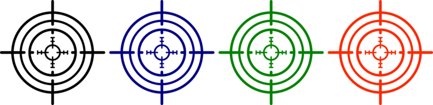 Target icon set crosshair sniper scope aiming reticle cross hair hunting precision focus goal