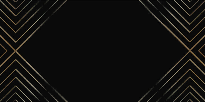 Luxury Gold Geometric Lines on Black Background