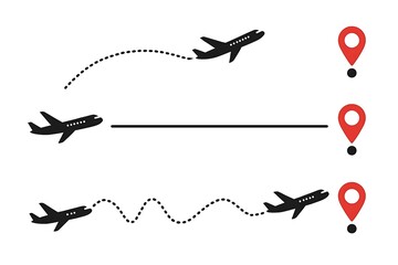 Obraz premium Airplanes flying different routes to destinations symbolizing travel and logistics