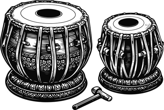 Tabla Icon Illustration &ndash; Traditional Music Instrument Line Art