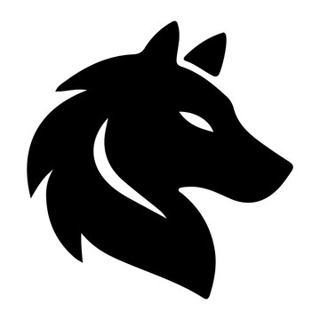 Black wolf head profile silhouette photo