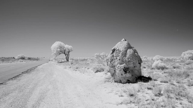 Road to Exmouth Australia with rocky landscape infrared photography dramatic view