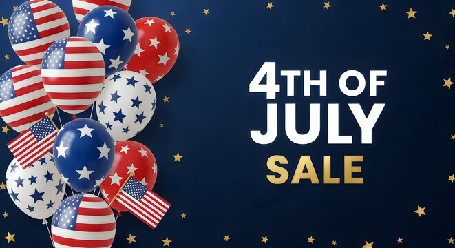 4th of july patriotic sale advertisement with balloons