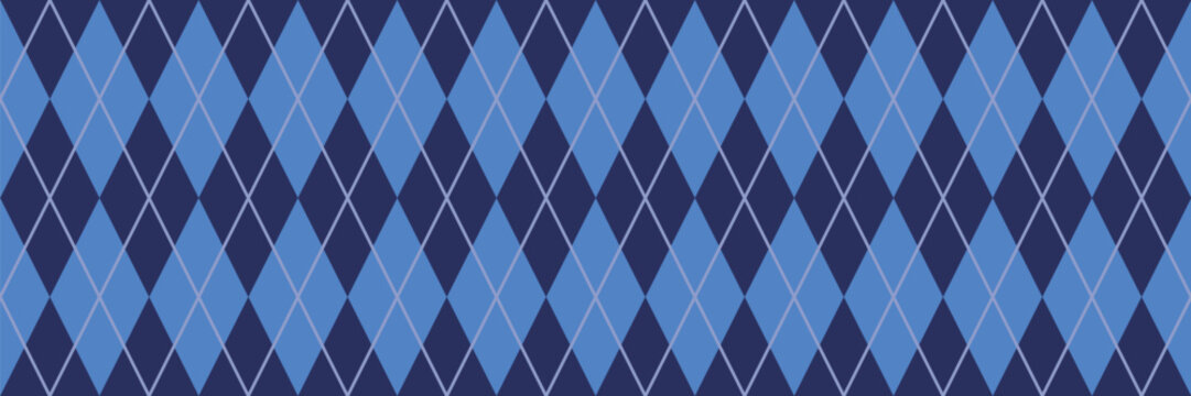 Argile sweater seamless pattern. Blue golf plaid. Checkered scottish background. Diamond print