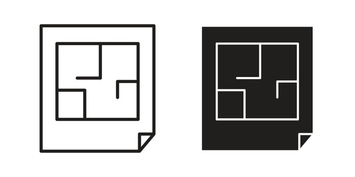 Architecture plan icon set concept vector graphics for web UI