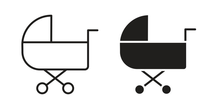 Baby carriage icon set concept vector graphics for web UI