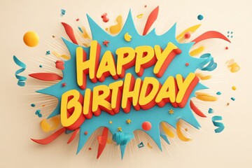 Obraz premium Playful Birthday Scene: Dynamic Rays and Exploding Speech Bubble