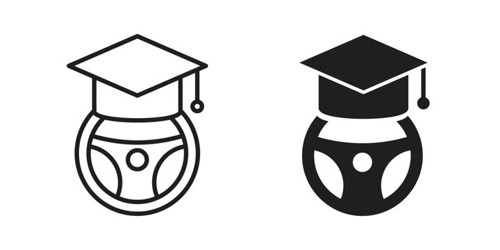 Driving school icon set concept vector graphics for web UI