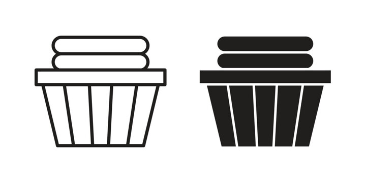 Laundry basket icon set concept vector graphics for web UI