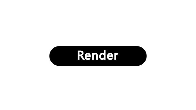 Click on render button with computer arrow cursor, Button Click or press render button on transparent background. Perfect for vlog assets. animation template for video editing 4k alpha channel