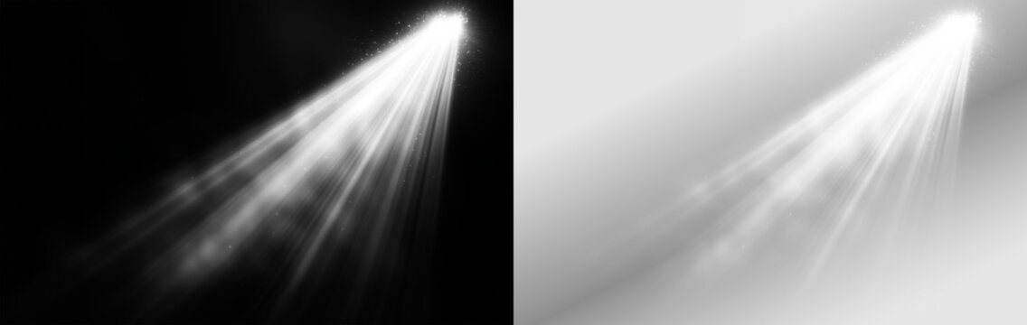 dual stage light beams spotlight effect on black background