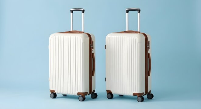 Maletas r&iacute;gidas color crema con detalles marrones