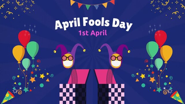 Blue Clown Box Colorful Illustration Cartoon Vector April Fools Day Video | April Fool