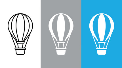 Hot Air Balloon Icon Set Isolated on White, Gray, and Blue Backgrounds © PixelCraft3D