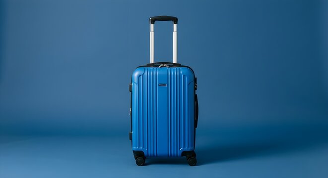Maleta azul r&iacute;gida con dise&ntilde;o minimalista