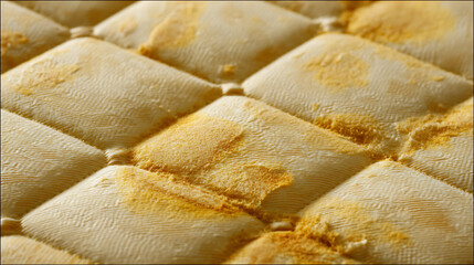 Fototapeta premium Close-up of a quilted fabric texture in warm tones, showcasing geometric patterns and a natural, tactile surface for various design projects