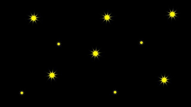  sparkling star shine animation featuring white and colored twinkle lights, cartoon vector doodles style stars blinking with smooth retro glow effect, perfect for seamless 4K 