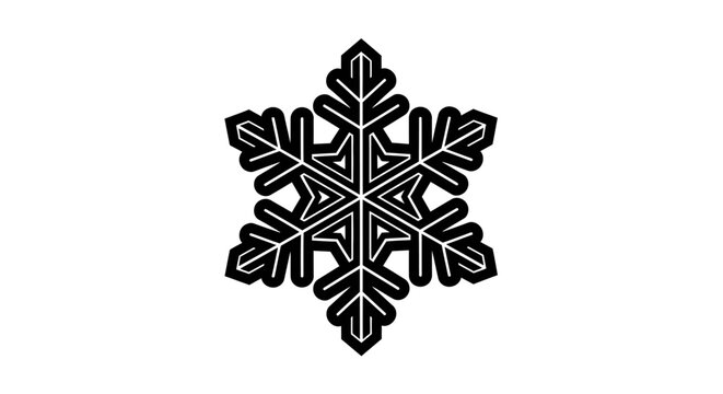 Symmetrical snowflake design with intricate geometric patterns and sharp, defined edges.