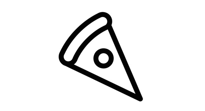 Simple illustration of a single pizza slice with a pepperoni topping on a white background.