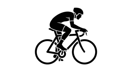 Fototapeta premium Black silhouette of a cyclist riding a bicycle