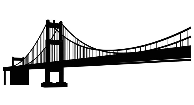 Black silhouette of a suspension bridge