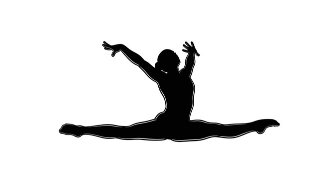 Silhouette of a dancer in mid split leap