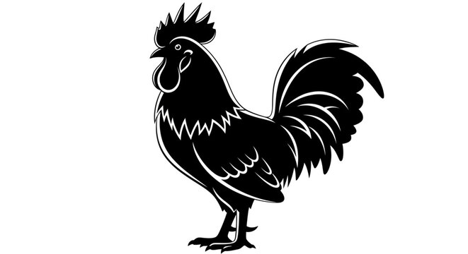 Black rooster silhouette standing proudly