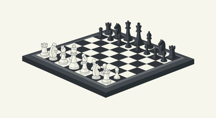 Black and white chess pieces board. © Tukang