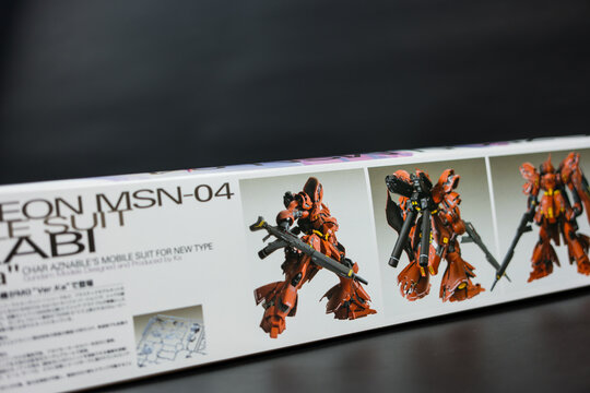 Bangkok, Thailand - March 19, 2026 : Box of Bandai Neon Zeon MSN 04 Mobile Suit SAZABI Ver. Ka..