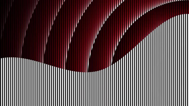 Abstract red, white and black vertical stripes forming wavy pattern geometric modern motion background