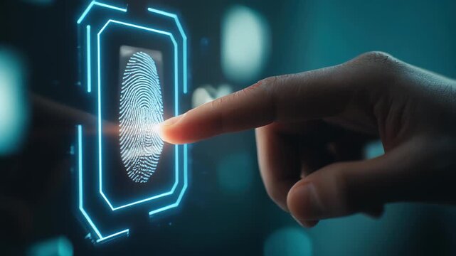 Fingerprint scan authentication digital security technology access granted video
