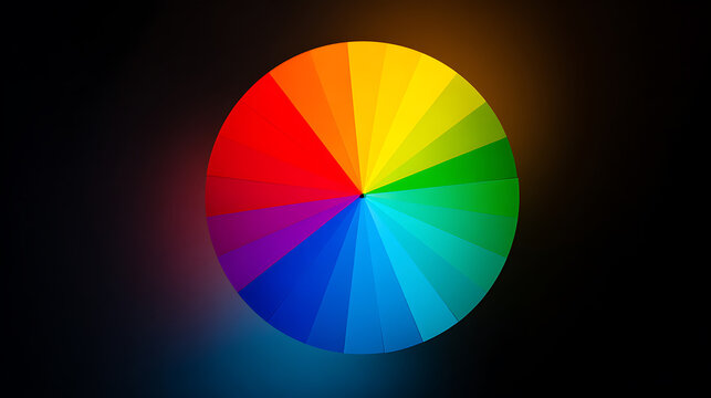 Vibrant Rainbow Color Wheel Illustration with Graded Hues and Dark Background, Perfect for Design, Creativity, and Art Concepts