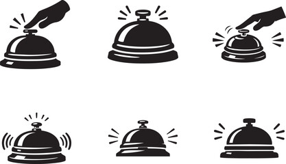 Service bell icon set for hotel reception, restaurant desk, customer call symbol vector illustration.