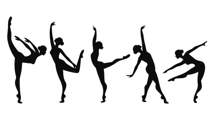 Fototapeta premium Graceful ballerina silhouettes in various dance poses vector illustration for performance art