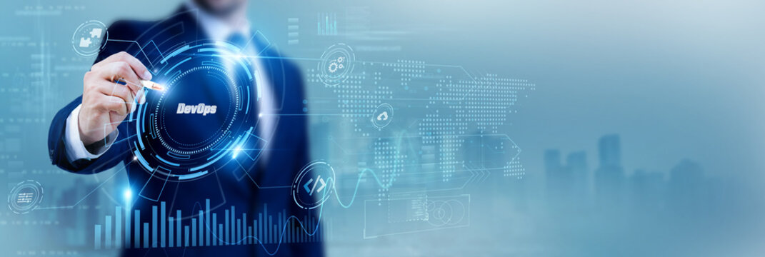 DevOps engineer using a pen while analyzing data DevOps and software deployment, continuous integration, system automation, workflow optimization, IT operations, agile development