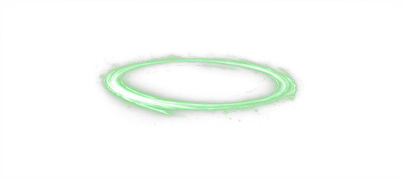 green glowing light ring effect on black background