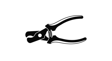 Fototapeta premium Black silhouette of nail clippers a tool for grooming and pet care