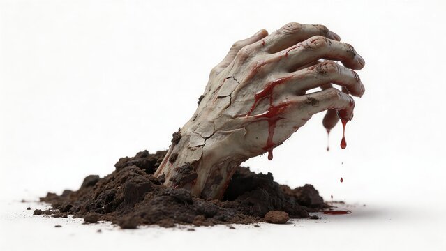 Zombie hand emerging from dirt